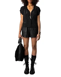 Tiffany Jacquard Wings Silk Blouse