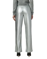 The Margot Faux Leather Straight Jeans Plated Silver
