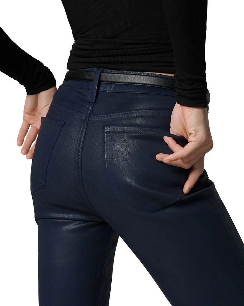 The Callie Coated High Rise Cropped Bootcut Jeans Navy