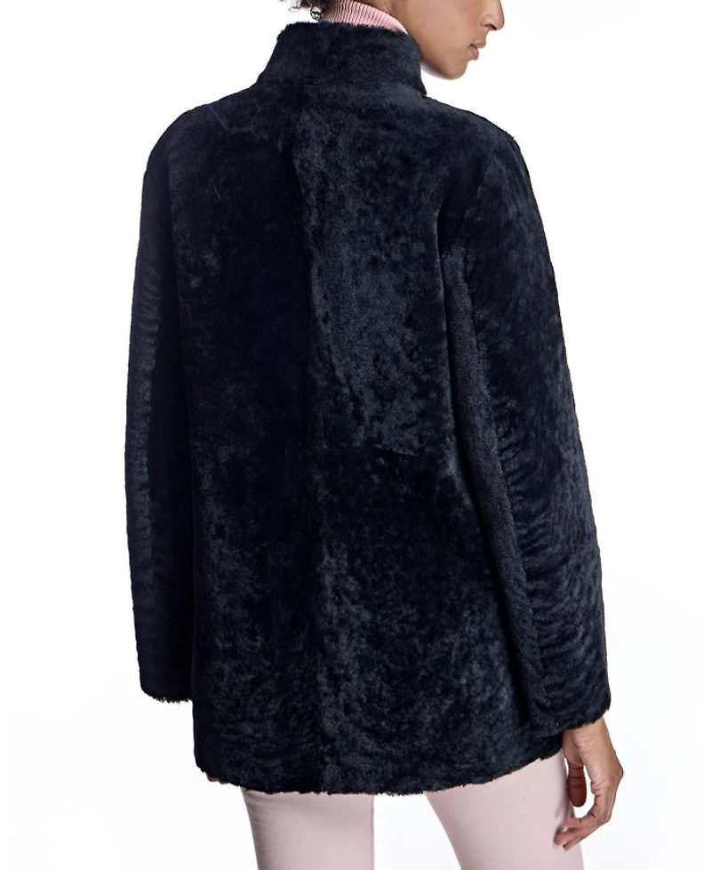 Reversible to Leather Shearling Jacket with Zipper