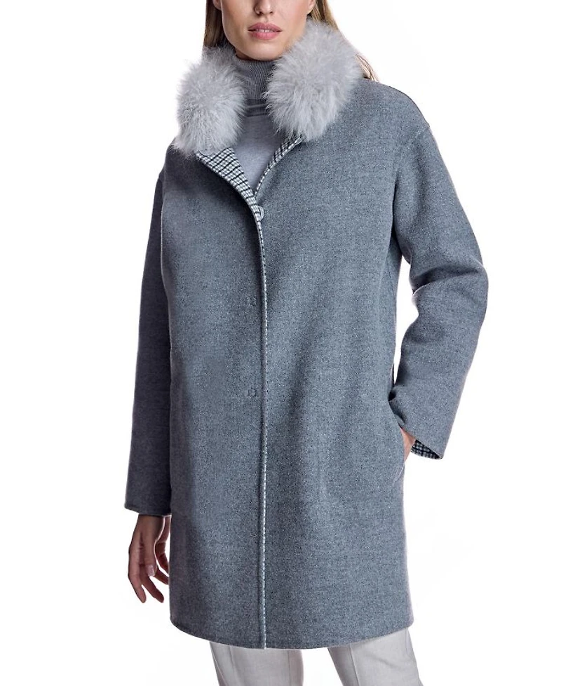 Reversible Check Woolblend Coat