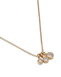 14K Yellow Gold Lab Grown Diamond Triple Bezel Collar Necklace, 16-18"