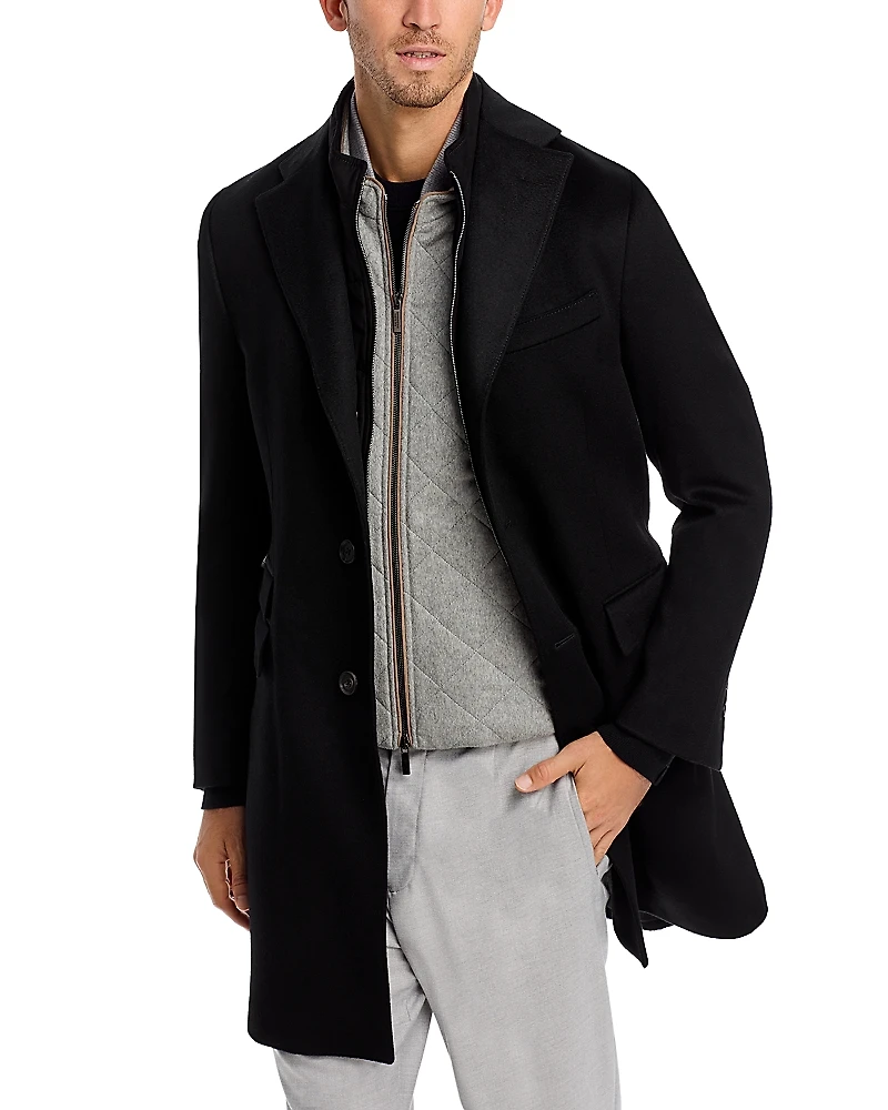Corneliani Wool Topcoat with Zip Out Microsuede Bib