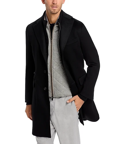 Corneliani Wool Topcoat with Zip Out Microsuede Bib