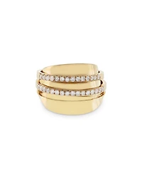 18K Yellow Gold Pavé Diamond Double Row Statement Ring - Exclusive, Italy Campaign