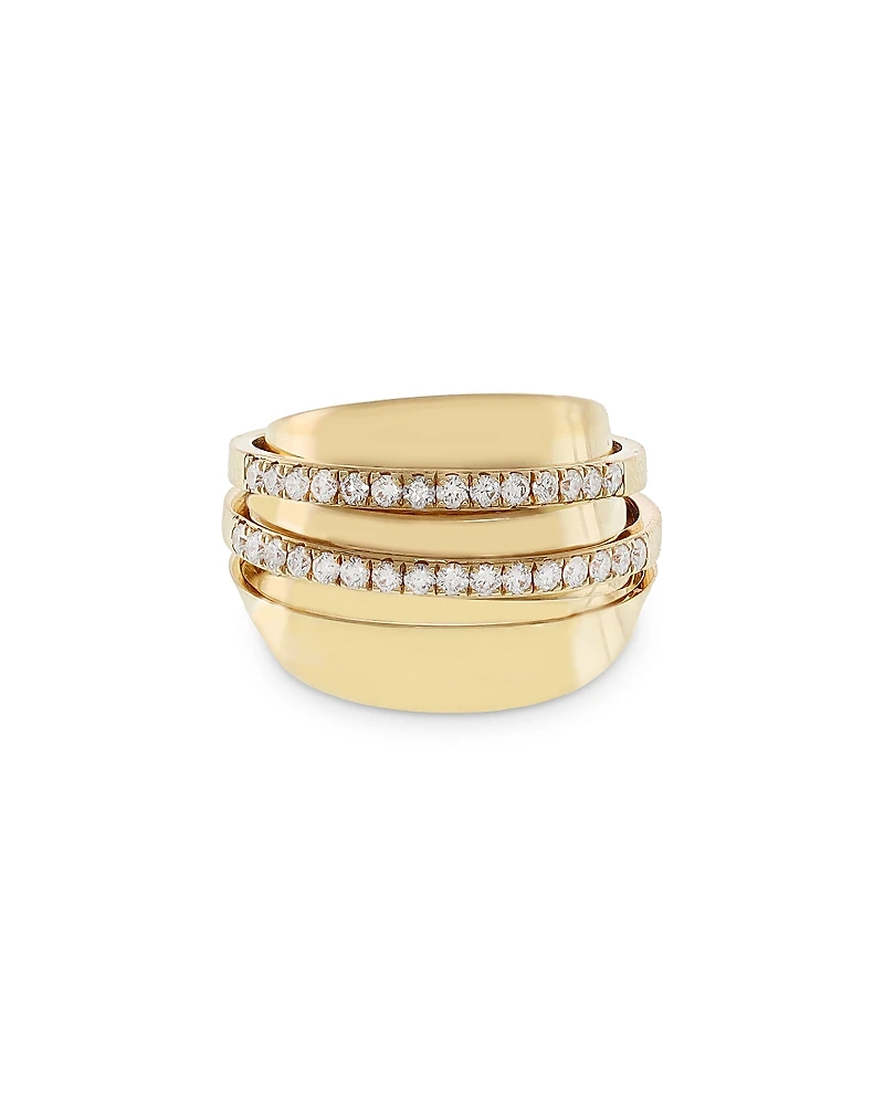 Crivelli 18K Yellow Gold Pave Diamond Double Row Statement Ring - Exclusive, Italy Campaign