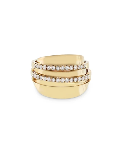 Crivelli 18K Yellow Gold Pave Diamond Double Row Statement Ring - Exclusive, Italy Campaign
