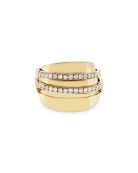 Crivelli 18K Yellow Gold Pave Diamond Double Row Statement Ring - Exclusive, Italy Campaign