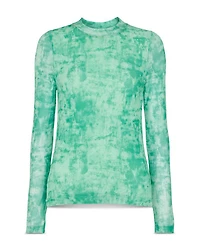 Brushwork Print Mesh Pullover