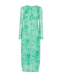 Brushwork Print Mesh Dress