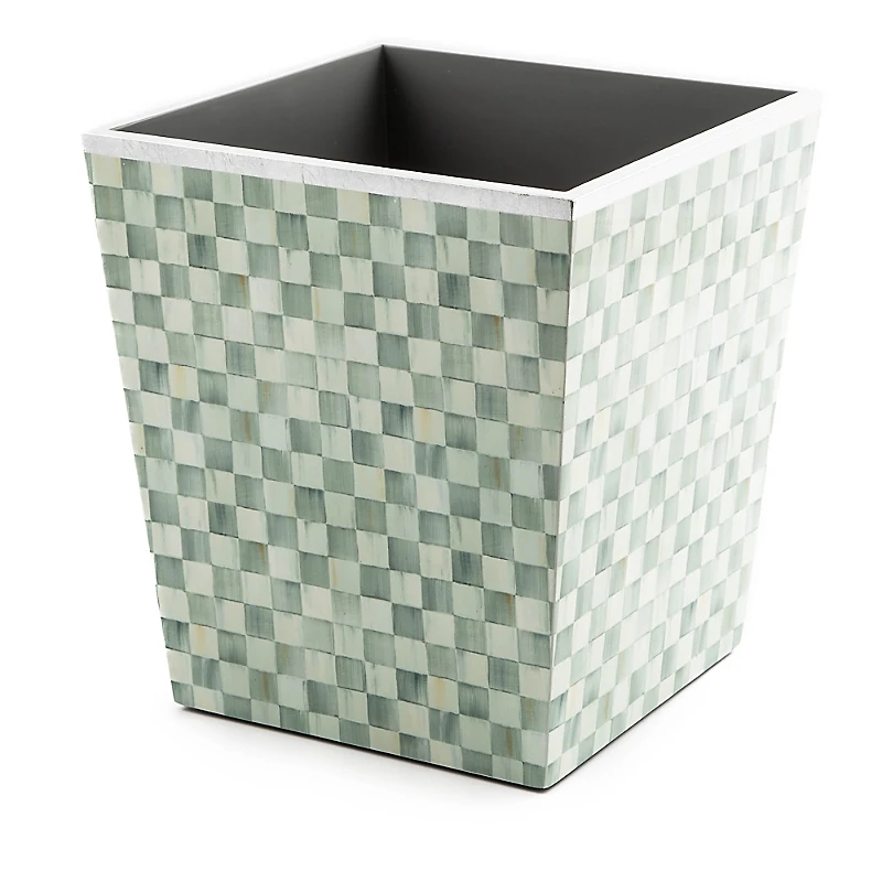 Mackenzie-Childs Sterling Check Lacquer Waste Bin