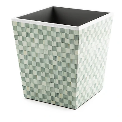 Mackenzie-Childs Sterling Check Lacquer Waste Bin