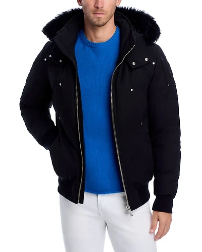 Shearling Trim Down Bomber Jacket
