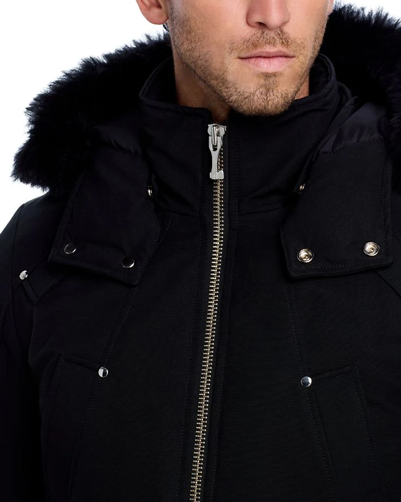 Shearling Trim Down Bomber Jacket