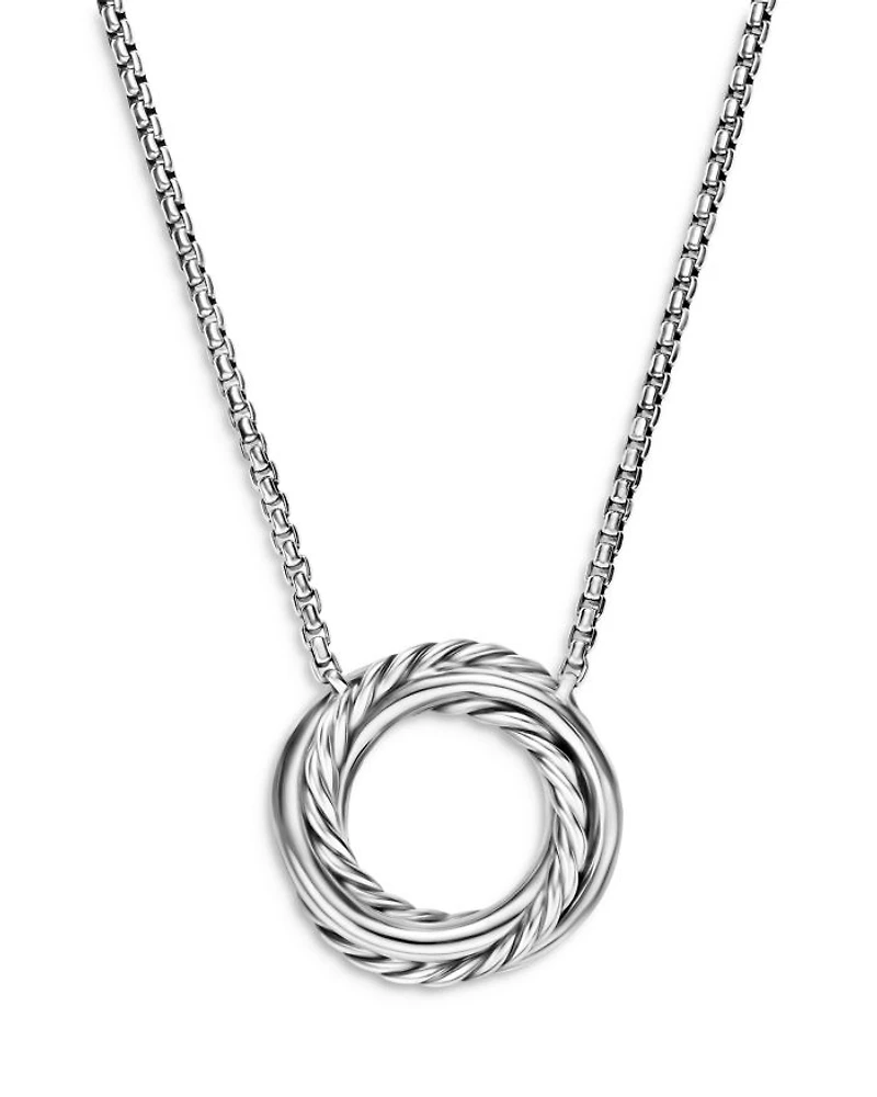 Crossover Pendant Necklace in Sterling Silver with 18K Yellow Gold and Diamonds, 14.5mm