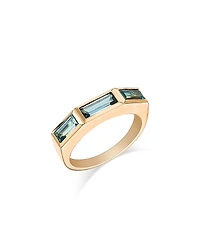 Bloomingdale's Fine Collection Blue Topaz Emerald Cut Three Stone Ring