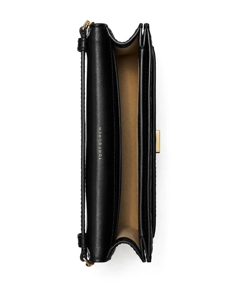 T Monogram Leather Chain Wallet