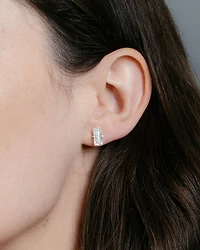 Iconic Lab-Grown Diamond Stud Earrings 14K White Gold, 1.5ctw Baguette Lab Grown Diamonds
