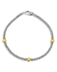 Lagos 18K Yellow Gold & Sterling Silver Signature Caviar Bead Link Station Bracelet