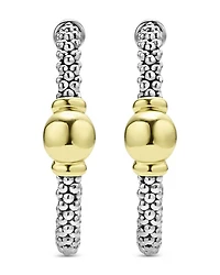 18K Yellow Gold & Sterling Silver Signature Caviar Station Hoop Earrings