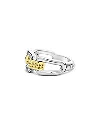 18K Yellow Gold & Sterling Silver Signature Caviar Diamond Link Statement Ring