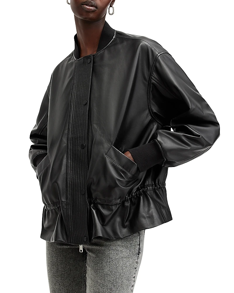 Allsaints Sofi Leather Bomber Jacket