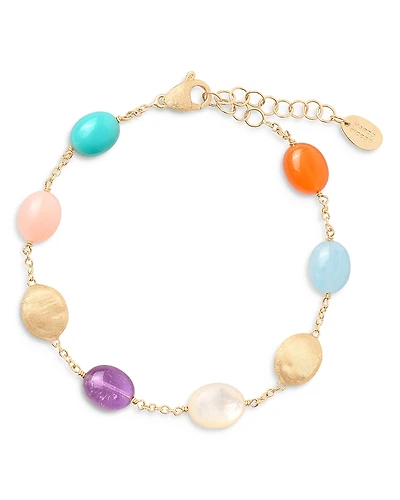 Marco Bicego 18K Yellow Gold Siviglia Multi Stone & Textured Bead Chain Bracelet - Exclusive