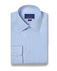 Cotton Twill Fine Line Stripe Slim Fit Dress Shirt