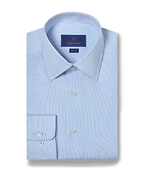 David Donahue Cotton Twill Fine Line Stripe Slim Fit Dress Shirt