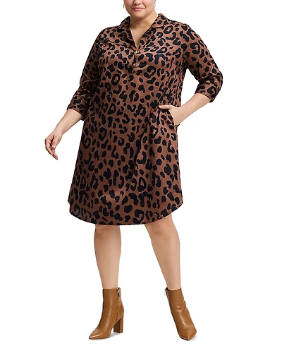 Foxcroft Plus Sloane Cheetah Print Dress