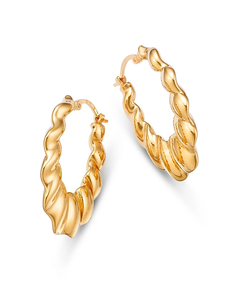 Bloomingdale's Fine Collection Wavy Style Medium Hoop Earrings