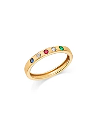 14K Yellow Gold Italy Emerald Sapphire & Ruby Ring - Exclusive