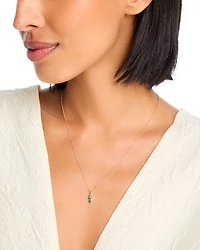 14K Yellow Gold Italy Emerald & White Topaz Bezel Pendant Necklace, 16-18" - Exclusive