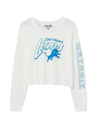 Junk Food Clothing Women's Nfl Detroit Lions Touchdown Long Sleeve Cropped Tee