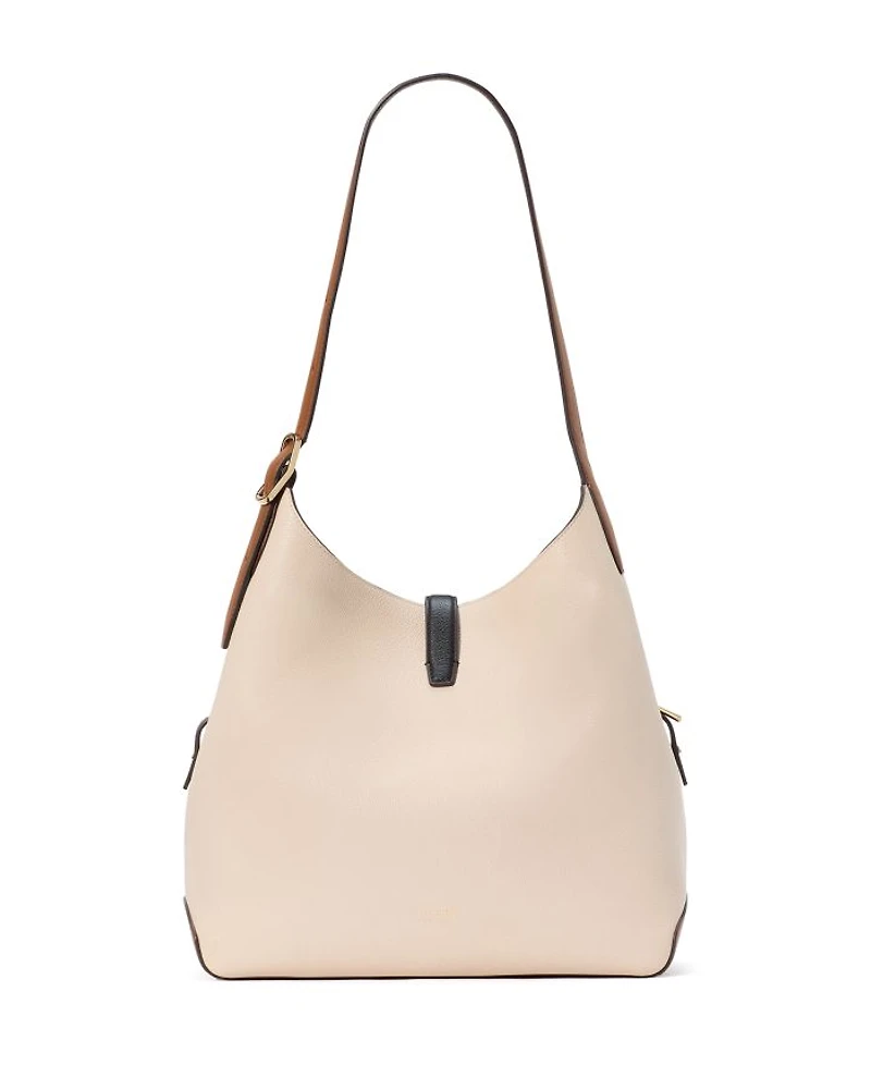 Deco Color Blocked Pebbled Leather Medium Shoulder Bag