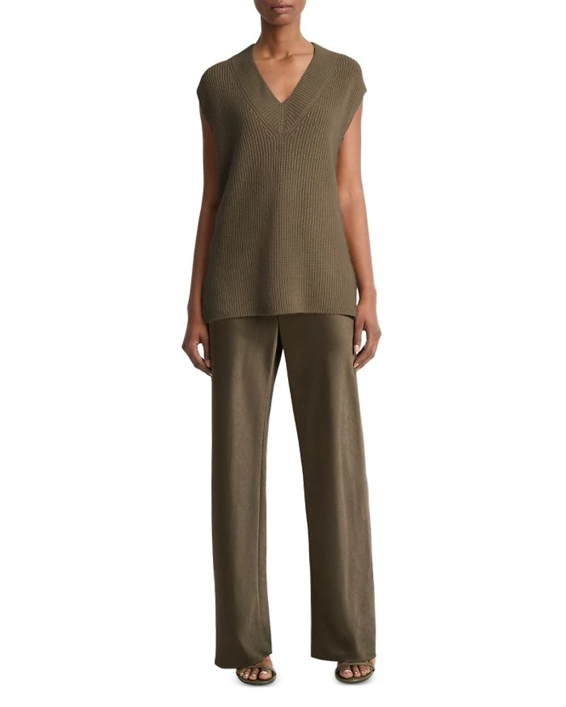 Ribbed V Neck Wool and Cashmere Vest