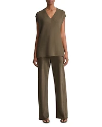 Ribbed V Neck Wool and Cashmere Vest