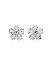 18K White Gold Classic Flower Earrings with Diamonds, 4.42 tcw