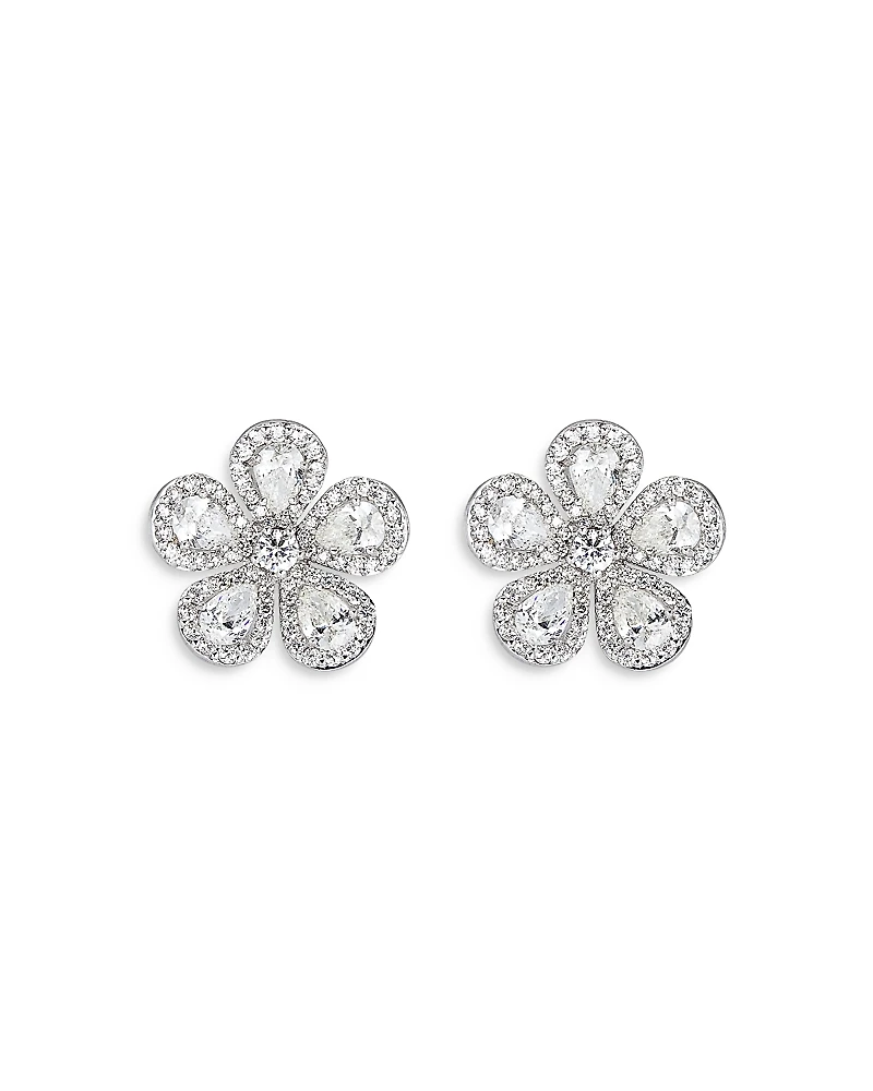 Piranesi 18K White Gold Classic Flower Earrings with Diamonds