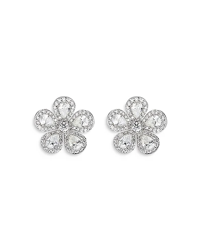 Piranesi 18K White Gold Classic Flower Earrings with Diamonds