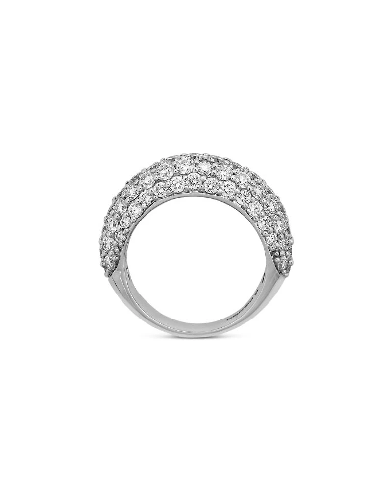 18K White Gold Dome Diamond Pavé Small Statement Ring