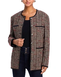 Veronica Beard Watkins Dickey Tweed Collarless Jacket
