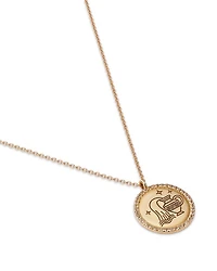 14K Yellow Gold White Topaz Zodiac Pendant Necklace, 16-18"