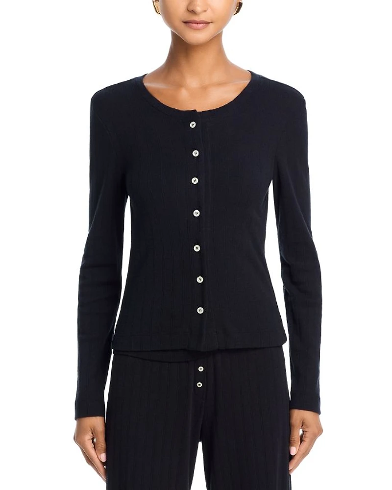 Pointelle Crewneck Cardigan