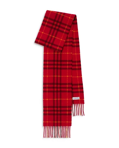 Narrow Check Cashmere Scarf