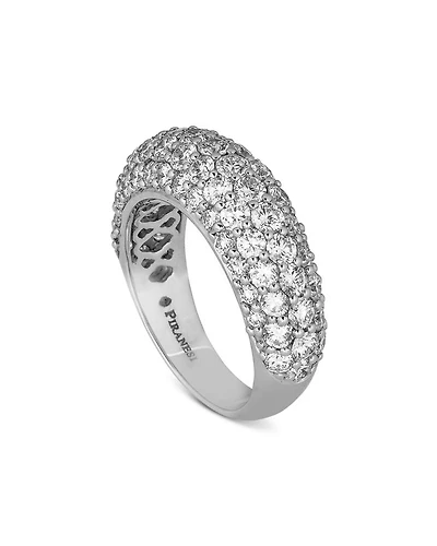 18K White Gold Dome Diamond Pavé Small Statement Ring