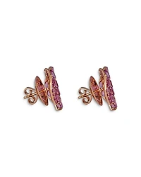 18K Rose Gold Wave Heart Pink Sapphire Pavé Stud Earrings