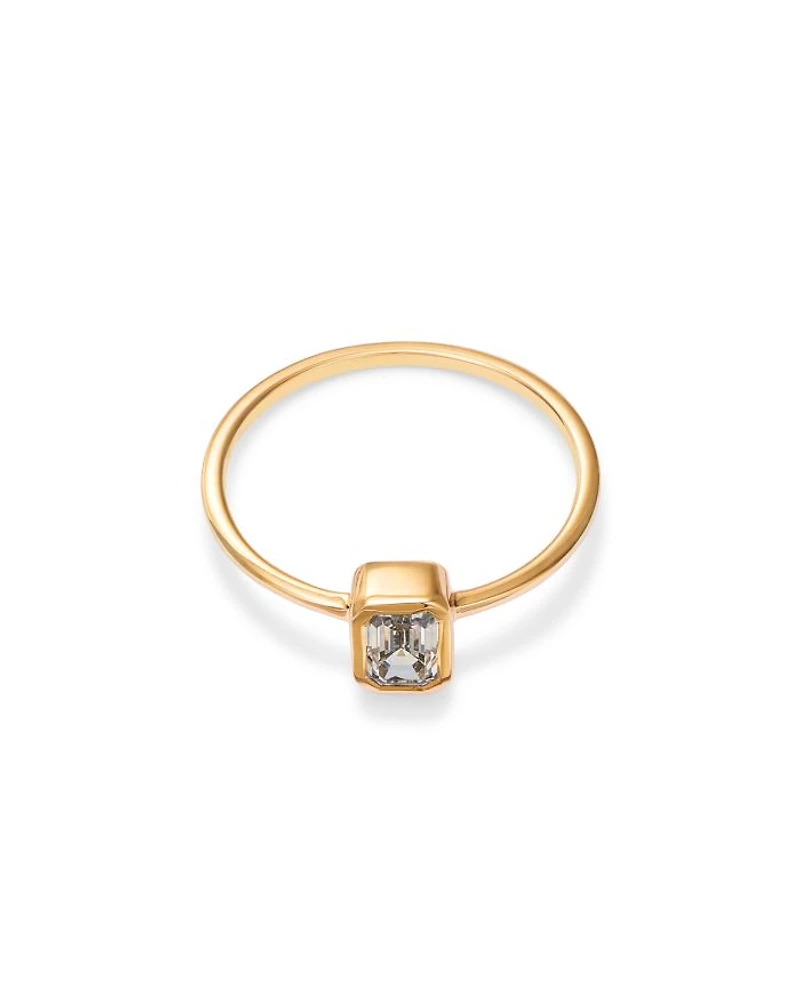 14K Yellow Gold Lab Grown Diamond Emerald Cut Solitaire Ring