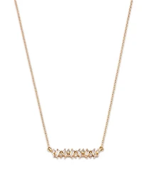 14K Yellow Gold Lab Grown Diamond Round & Baguette Bar Necklace, 16-20"
