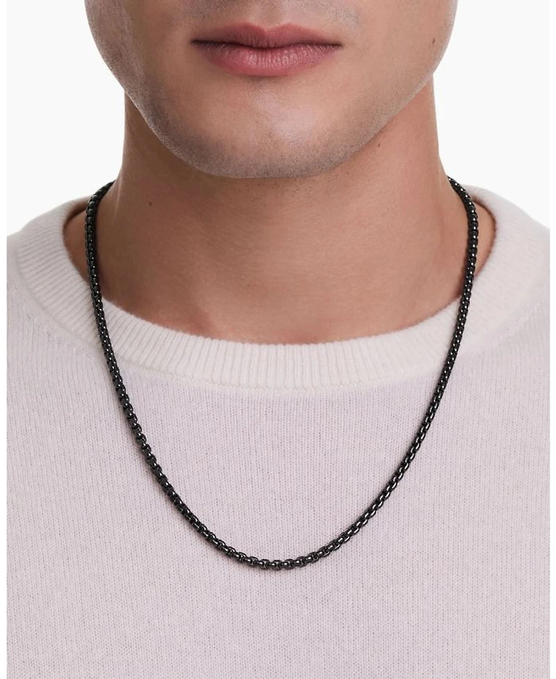 Men's Box Chain Necklace Darkened Stainless Steel, 4mm